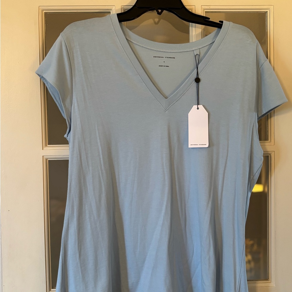 Universal Standard Light Blue V-Neck Short Sleeve Tee